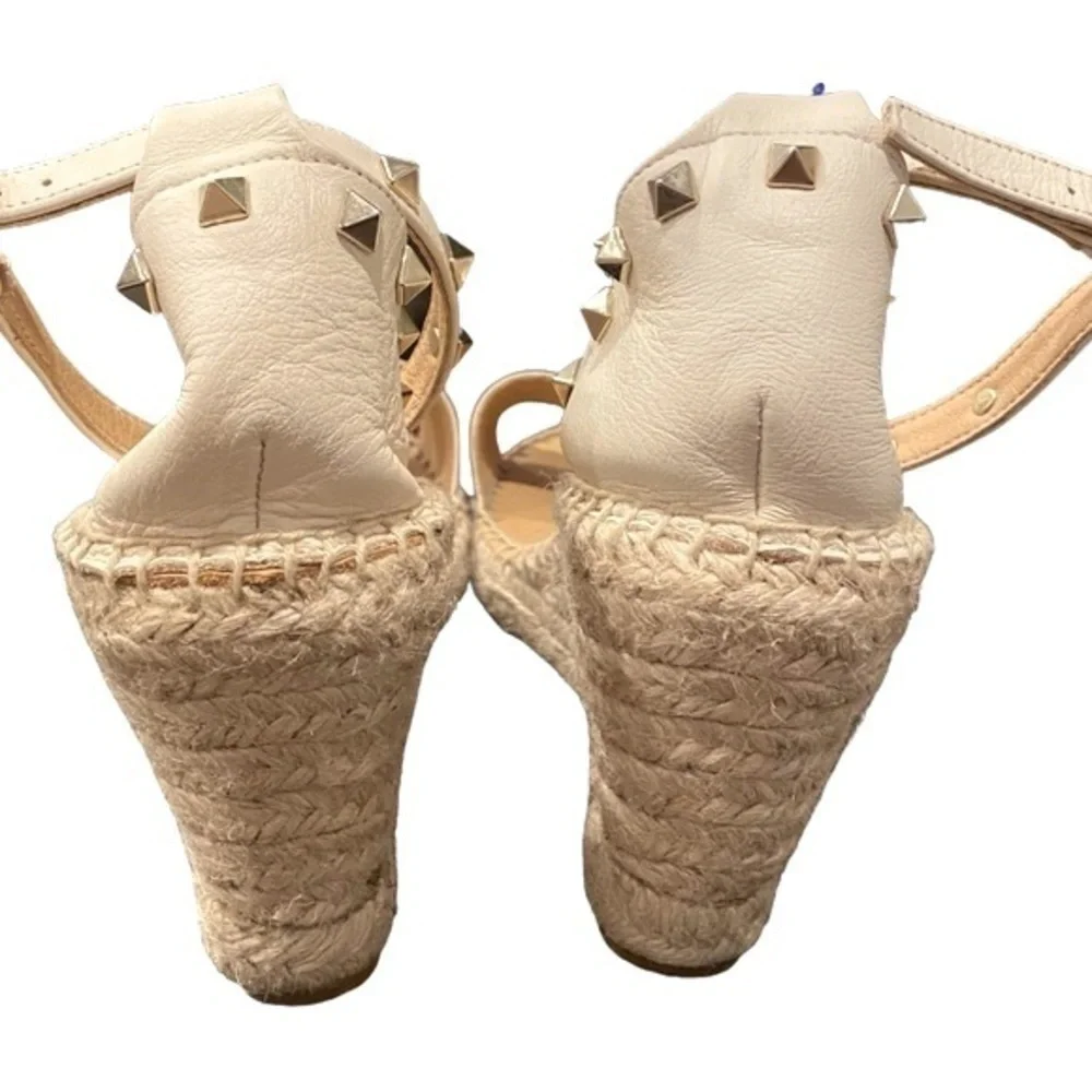 Anthropologie Maypol Studded Cream Leather Nalino Espadrille Wedges